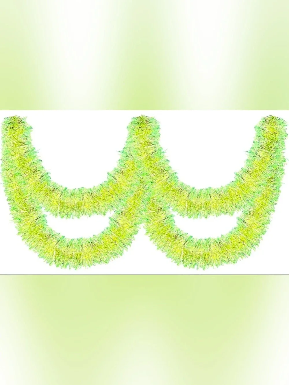 Christmas Tinsel Lime Green Metallic Foil Shiny Christmas Garland,(50 ft) EUC